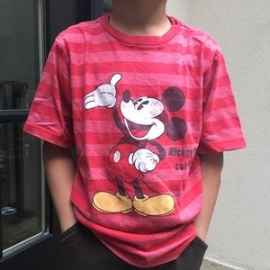Red Striped Mickey House T-Shirt